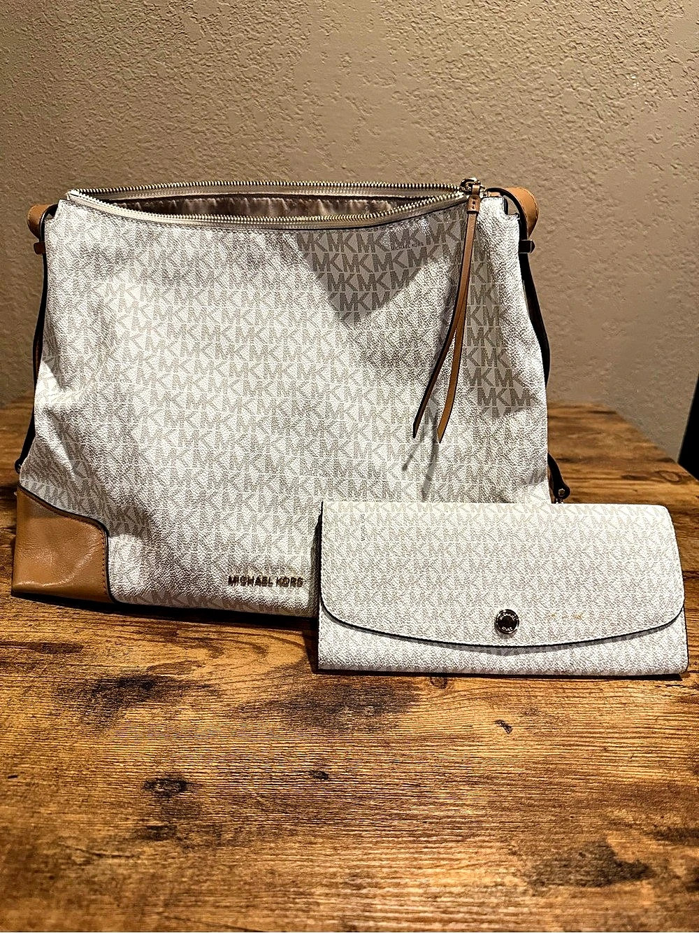Michael Kors Signature MK Hobo Shoulder Bag and Wallet Set Crossbody Bag &